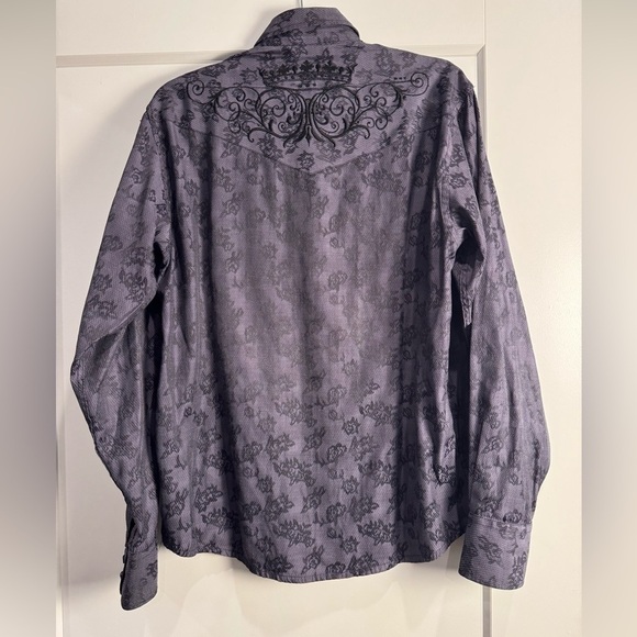 Enzo denim western button up shirt embroidered details square buttons flawed - Picture 4 of 9